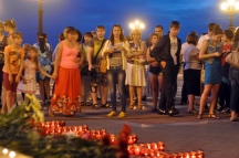 Акция на площади у Градо-Хабаровского собора Успения Божией Матери, посвященная 10-й годовщине трагедии в Беслане. 3 сентября 2014 г.